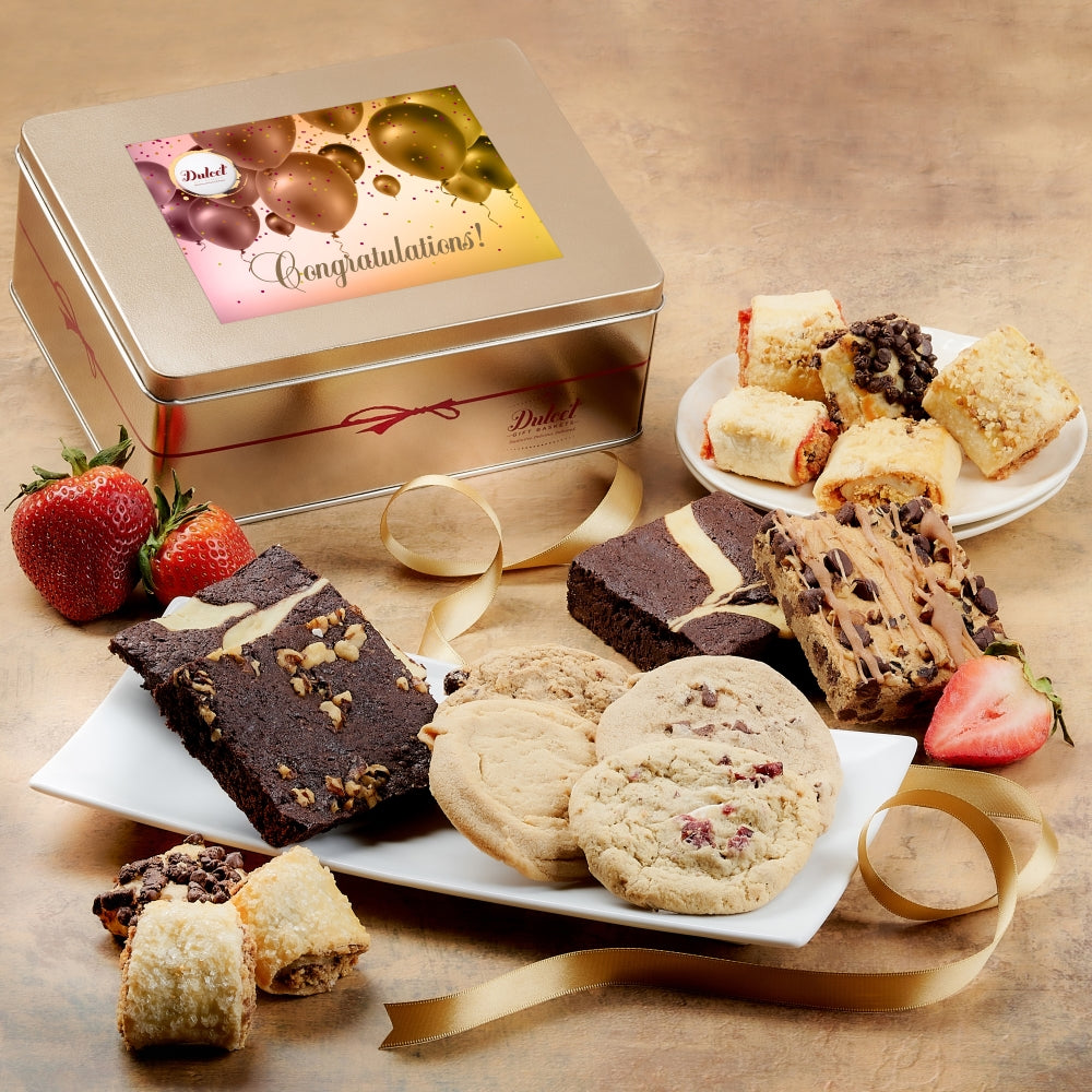 Bakery Gift Tin with Cookies, Brownies & Rugelach – Dulcet Gift